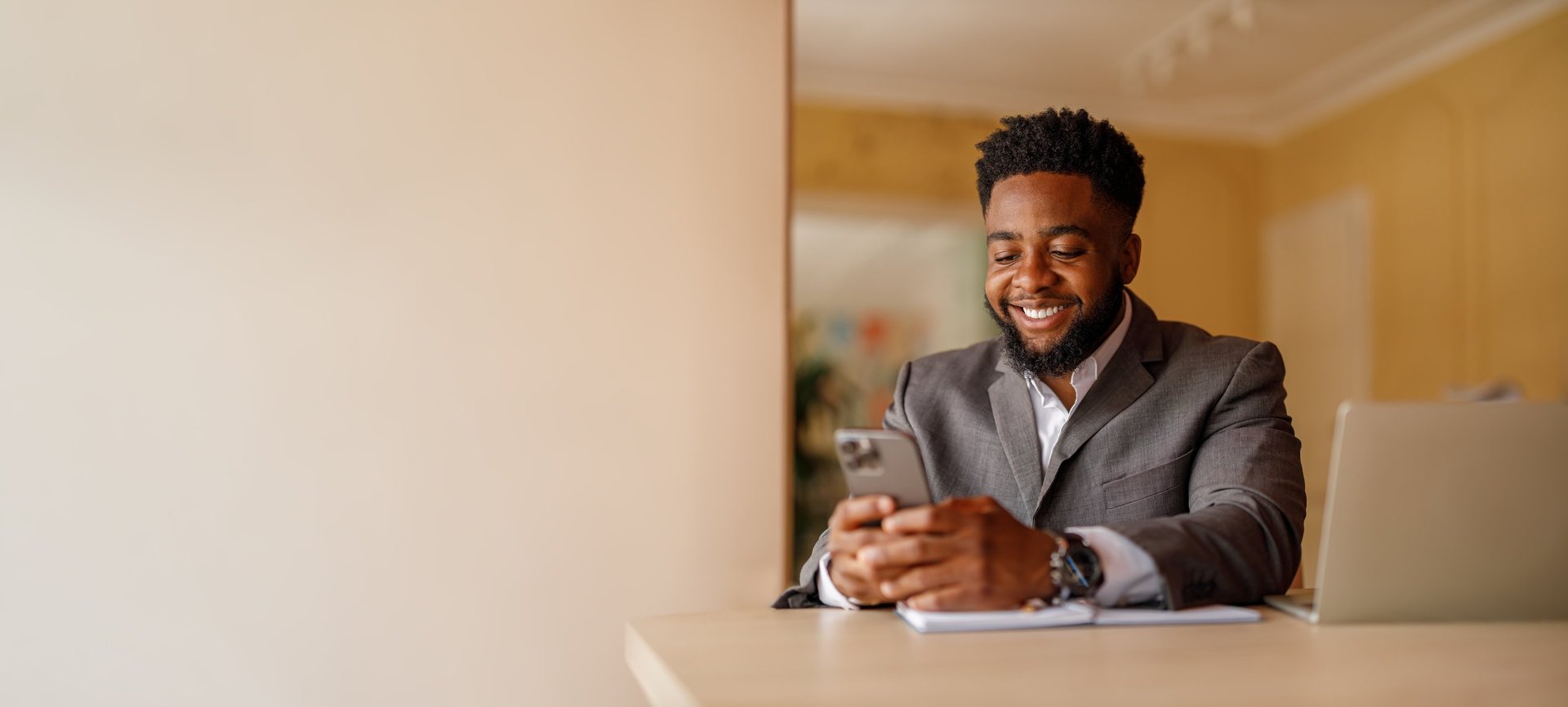 Business professional with social media